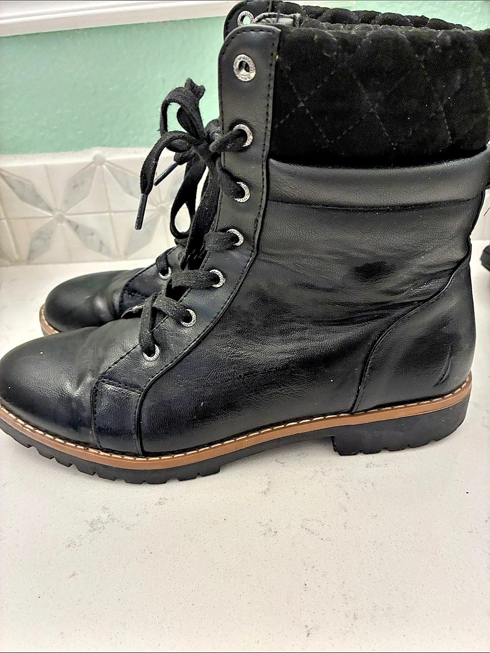 Nautica Black Lace-Up Winter Boots